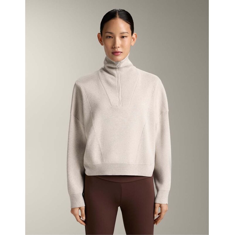 OYSHO Rib knit half-zip jumper in grey 115529579