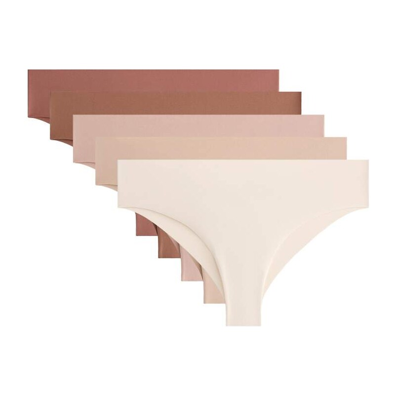OYSHO 5 invisible polyamide blend brazilian briefs in neutral 112794087