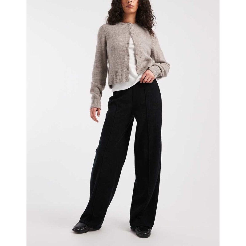 ASOS DESIGN co-ord brushed rib wide leg trousers with front seam
