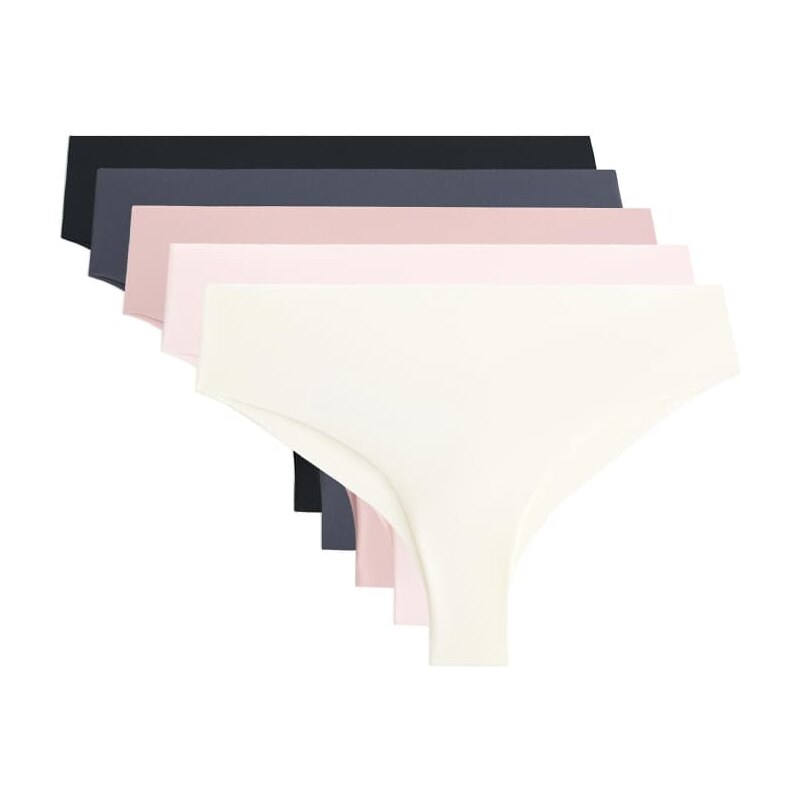 OYSHO 5 laser-cut polyamide blend brazilian briefs in light pink 112794185