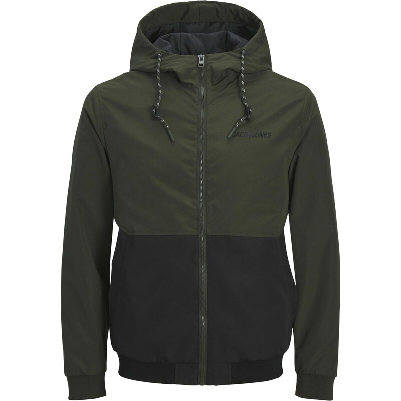 JACK & JONES Přechodná bunda JJERush olivová / černá