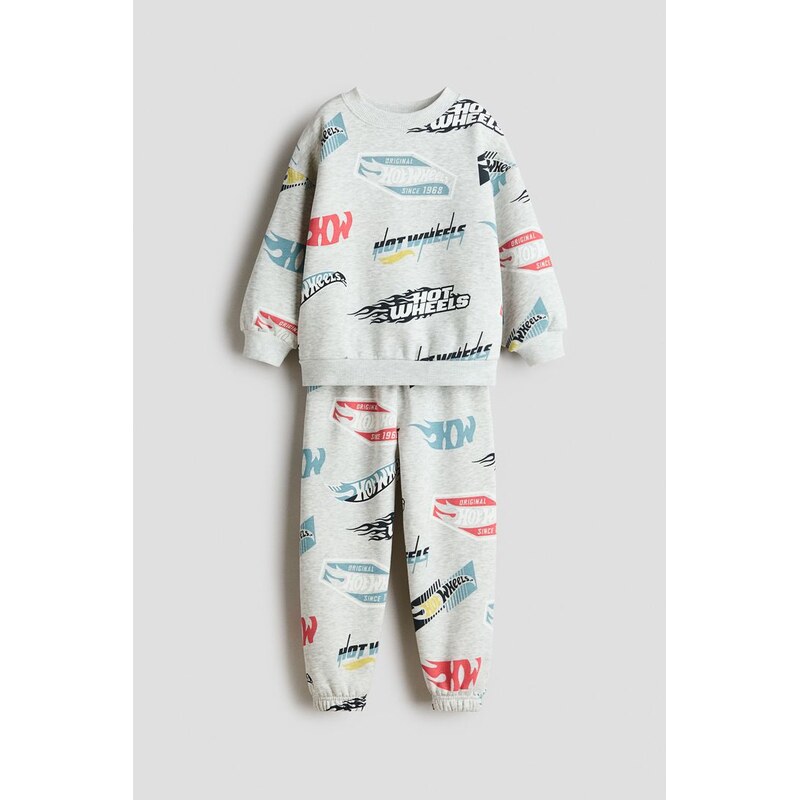 H&M - Dvoudílná souprava z teplákovinys potiskem - Světle Šedý