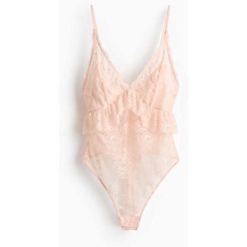 H&M - Krajkové body thongs volánkem - oranžová 112794786