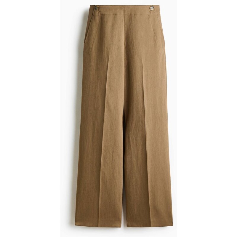 H&M - Elegantní keprové kalhoty - Tmavě Béžová