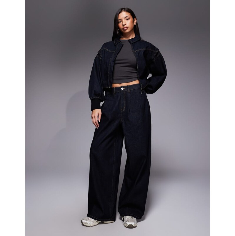 Liquor N Poker baggy pleated horseshoe jeans co-ord in raw