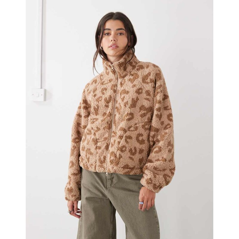 Noisy May fleece in beige leopard-Neutral 112795249