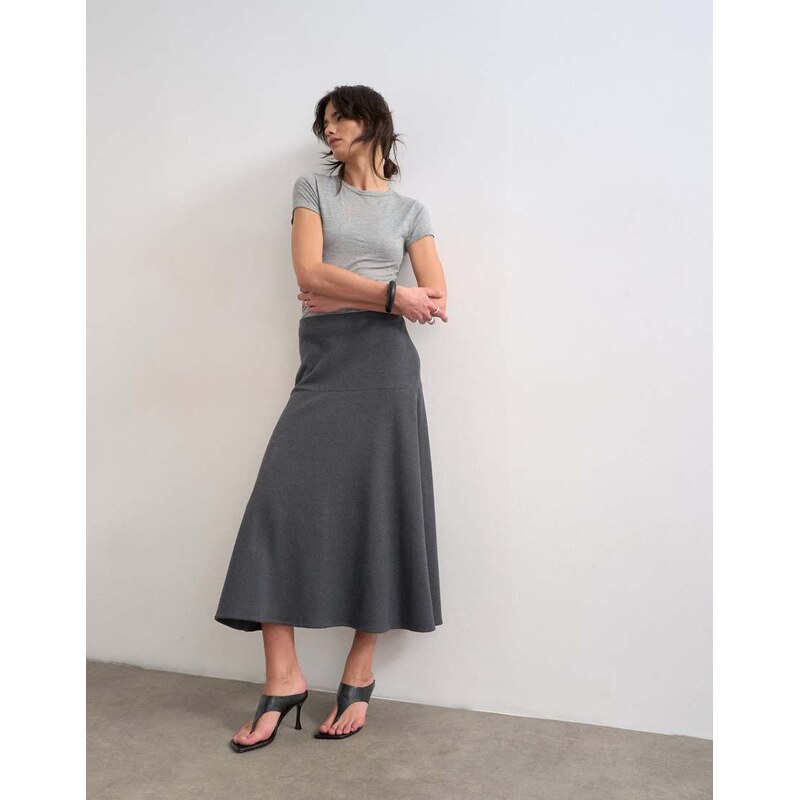 Topshop soft touch drop waist maxi skirt in charcoal grey