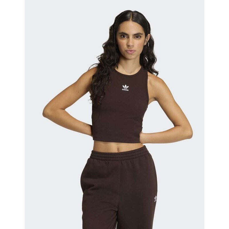 adidas Originals Essentials ribbed tank top in aurora coffee-Brown 115505605