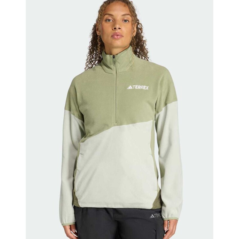 adidas performance Terrex multi climawarm fleece anorak in tent green 115505643