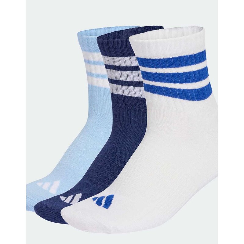 adidas performance 3 stripes cushioned sportswear mid cut socks 3 pair 115499947