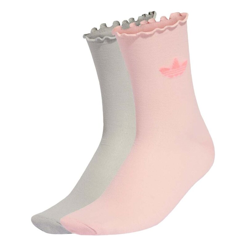 adidas Originals Ruffle socks 2 pairs in sandy pink / grey two