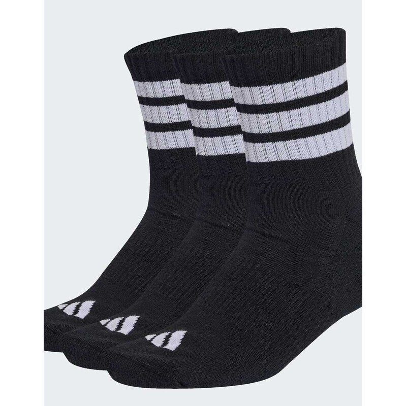 adidas performance 3 stripes cushioned sportswear mid cut socks 3 pair 115499938