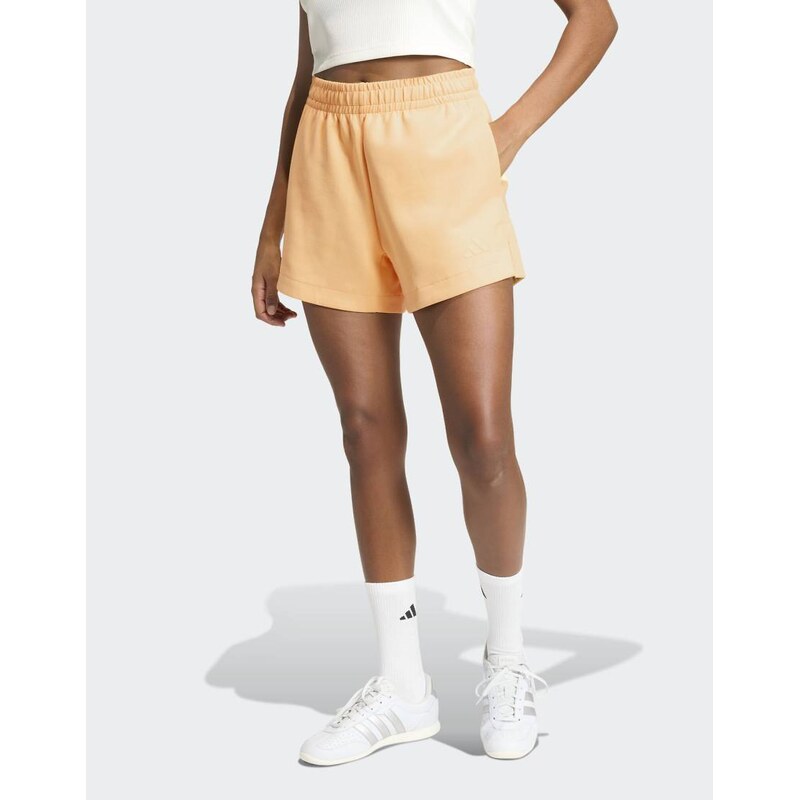 adidas performance Soft lux loose shorts in semi ice tangerine