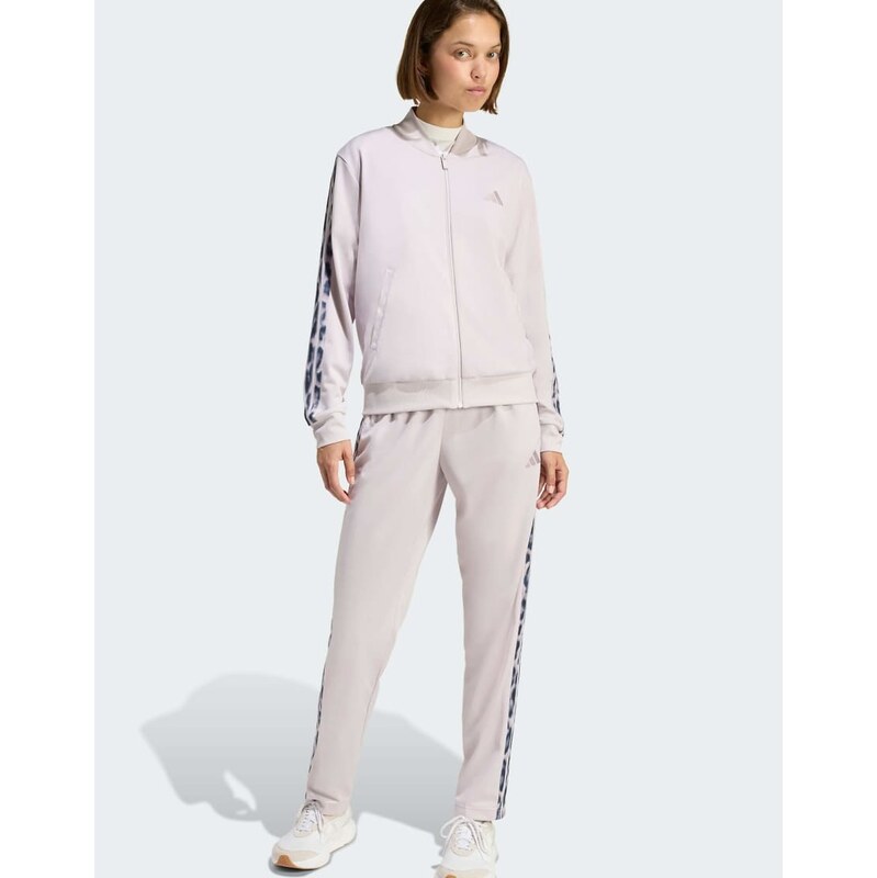 adidas performance 3-stripes leopard print tracksuit in ice purple / 115505688
