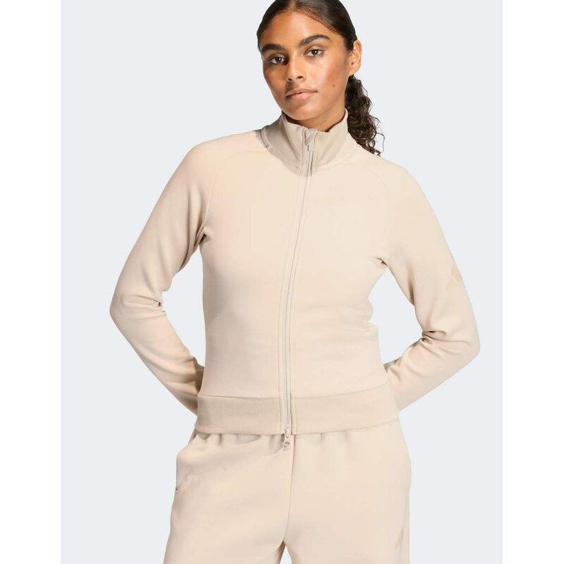 adidas performance Soft lux slim track top in crystal linen-Neutral 115505704