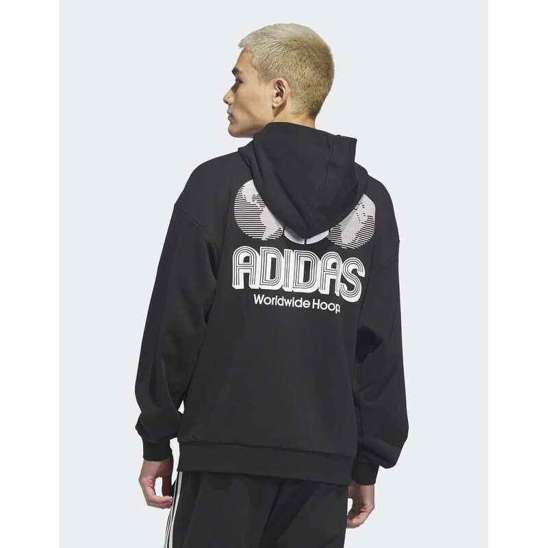 adidas Originals World wide hoops hoodie in black