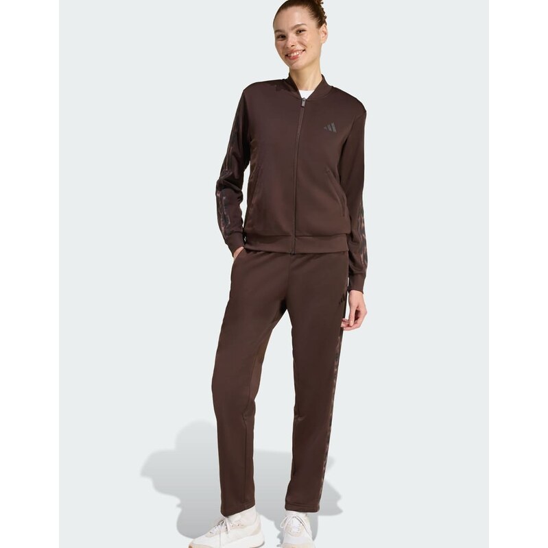 adidas performance 3-stripes leopard print tracksuit in aurora coffee 115505711