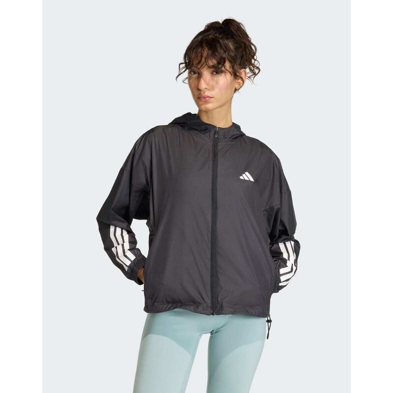 adidas performance Hyperglam 3-stripes windbreaker in black 115500089