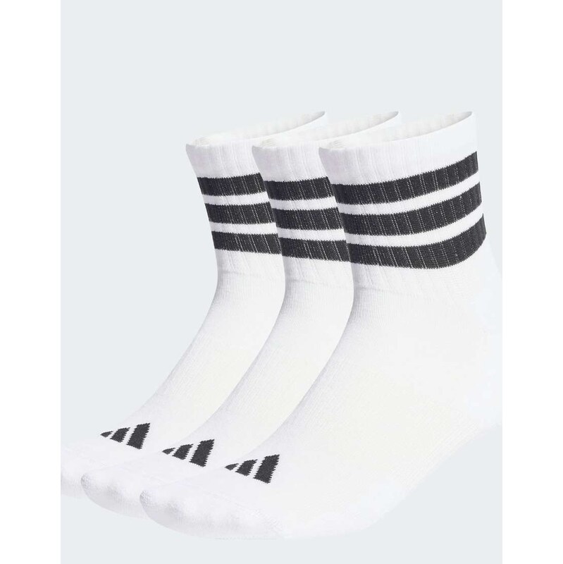 adidas performance 3 stripes cushioned sportswear mid cut socks 3 pair 115505785
