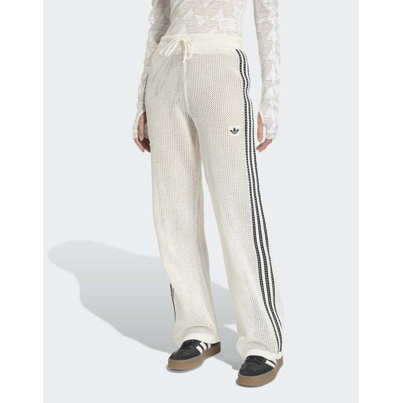 adidas Originals Knitted crochet firebird track pants in off