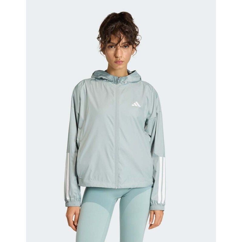 adidas performance Hyperglam 3-stripes windbreaker in wonder sage 115505770