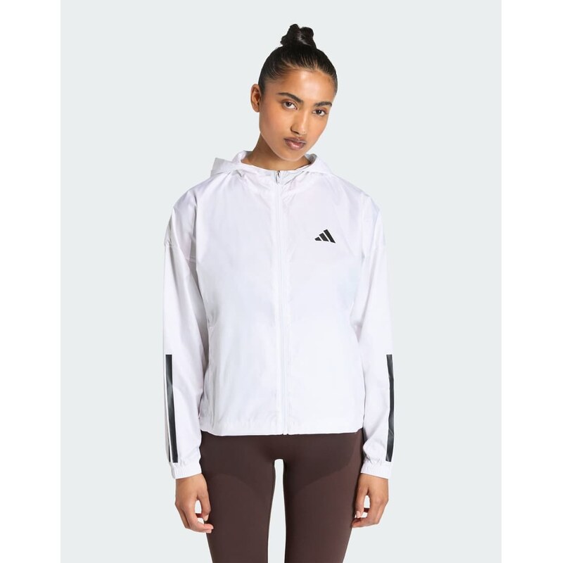 adidas performance Hyperglam 3-stripes windbreaker in white 115505738
