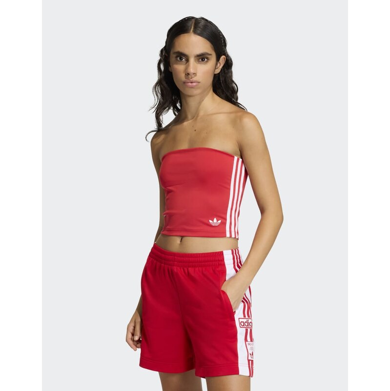 adidas Originals 3 stripes tube top in better scarlet / white-Red 115079417