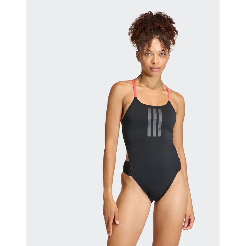 adidas performance Ripstream 3-stripes tie back swimsuit in black 115505778