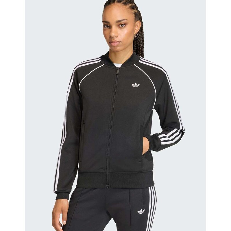 adidas Originals Sst classic track top in black / white
