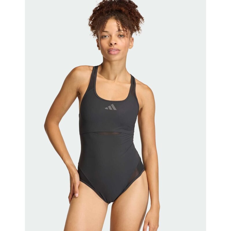 adidas performance Lanelux y-back mesh swimsuit in black 115505807