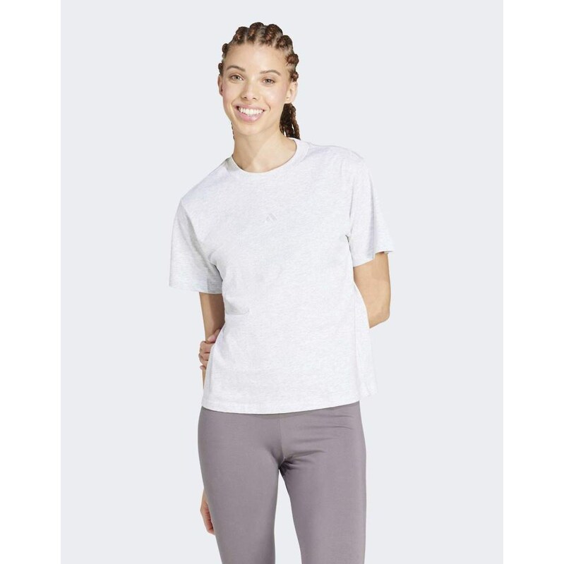 adidas performance Essentials small logo cotton tee in light grey 115500176