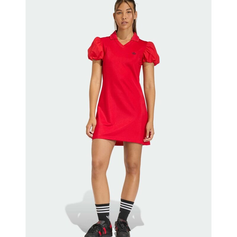 adidas Originals Dress with balloon sleeves in better scarlet-Red 115500193