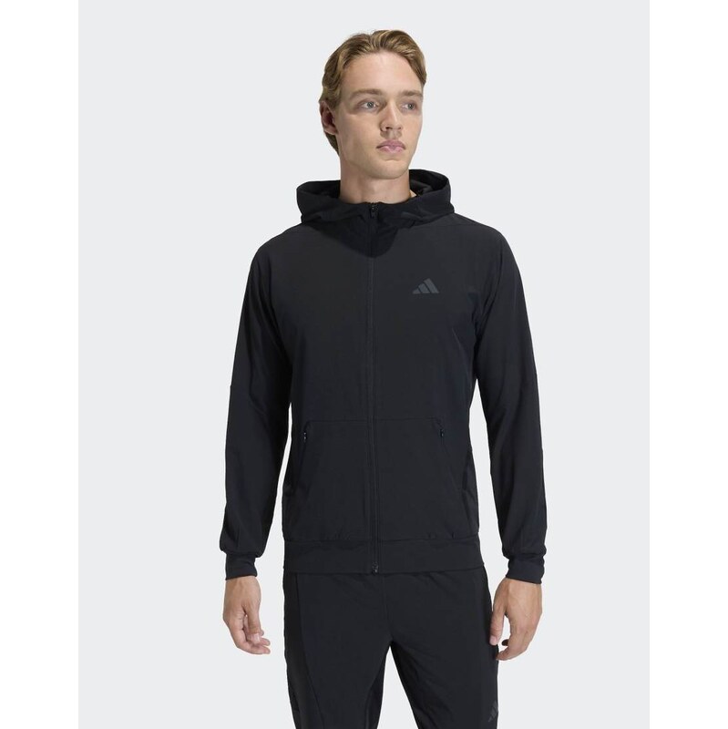 adidas performance D4t workout full-zip hoodie in black