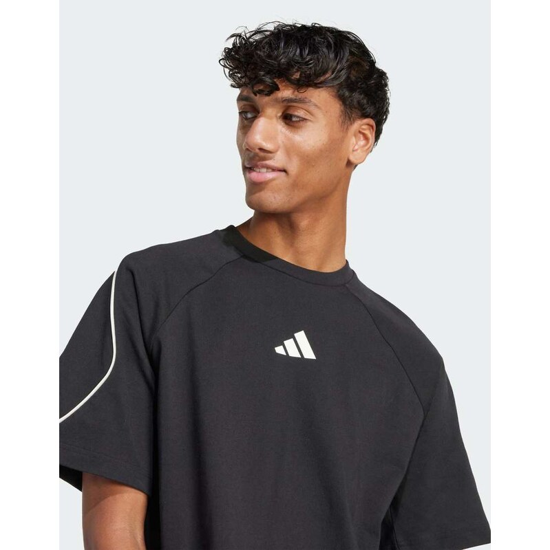 adidas performance Stadium tee in black / off white