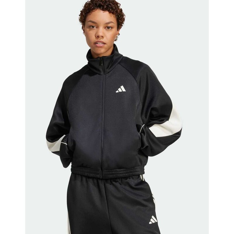 adidas performance Stadium tracktop in black / off white 115505656