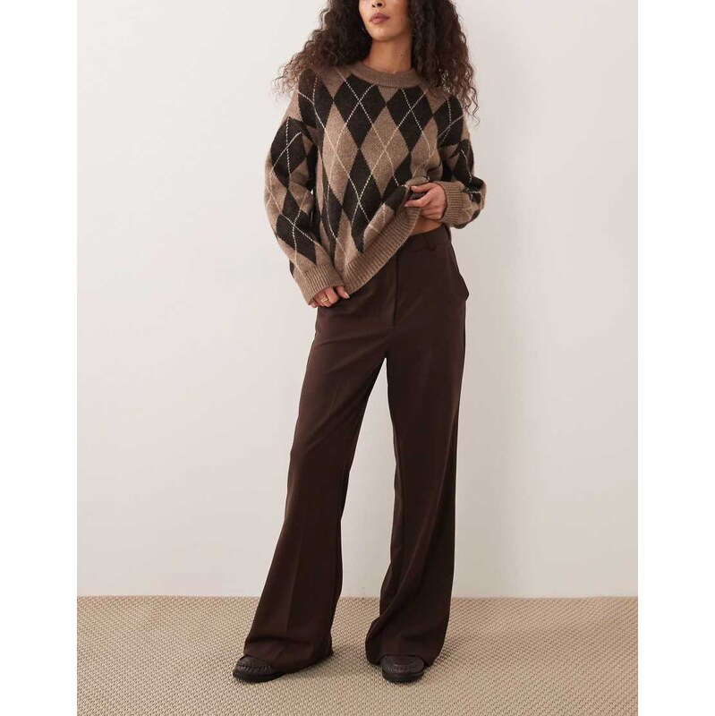ASOS DESIGN tailored snatch flare trouser in chocolate-Brown