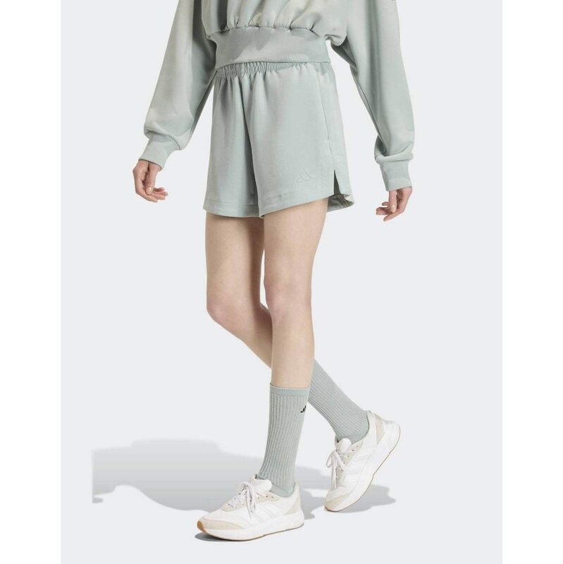 adidas performance Soft lux loose shorts in wonder sage-Green