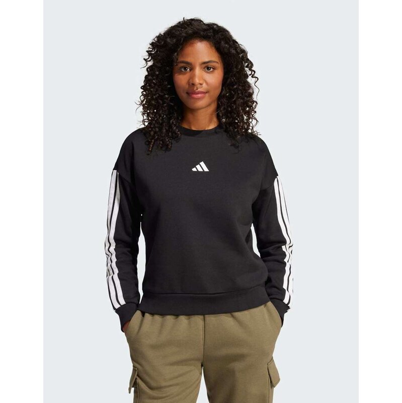 adidas performance Essentials 3-stripes fleece sweatshirt in black / 115505805