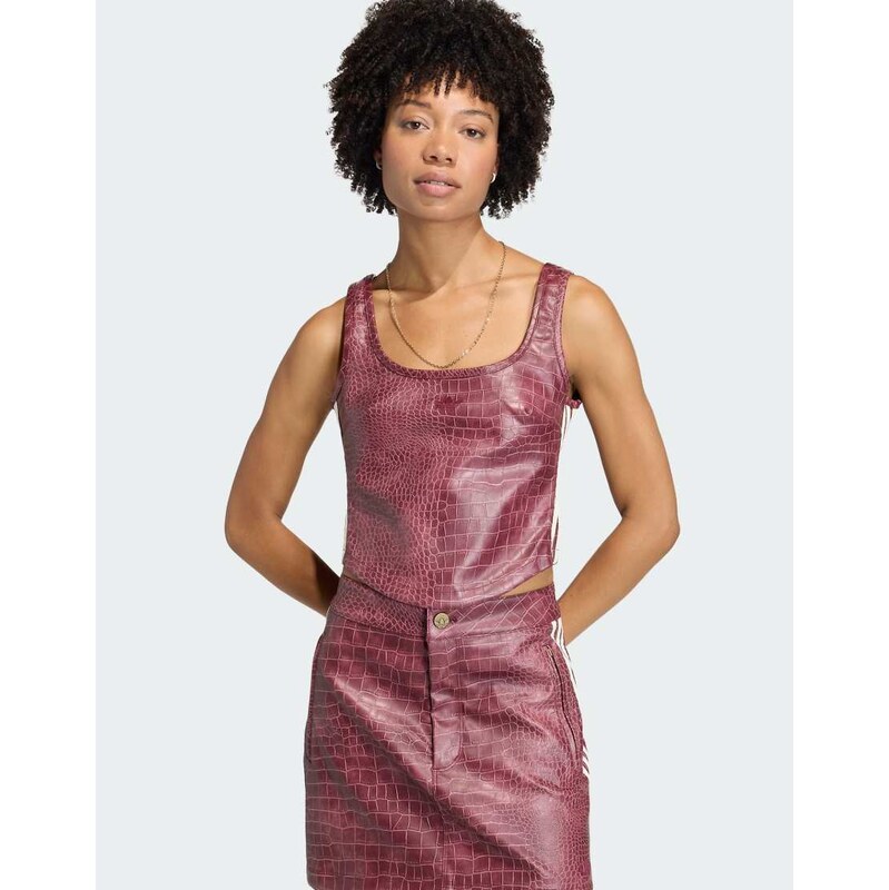 adidas Originals Pleather corset in maroon-Red