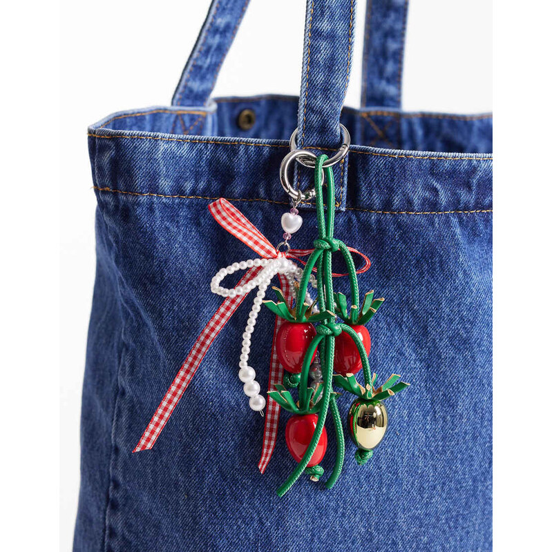 ASOS DESIGN tomato gingham bow bag charm in multi 112809163