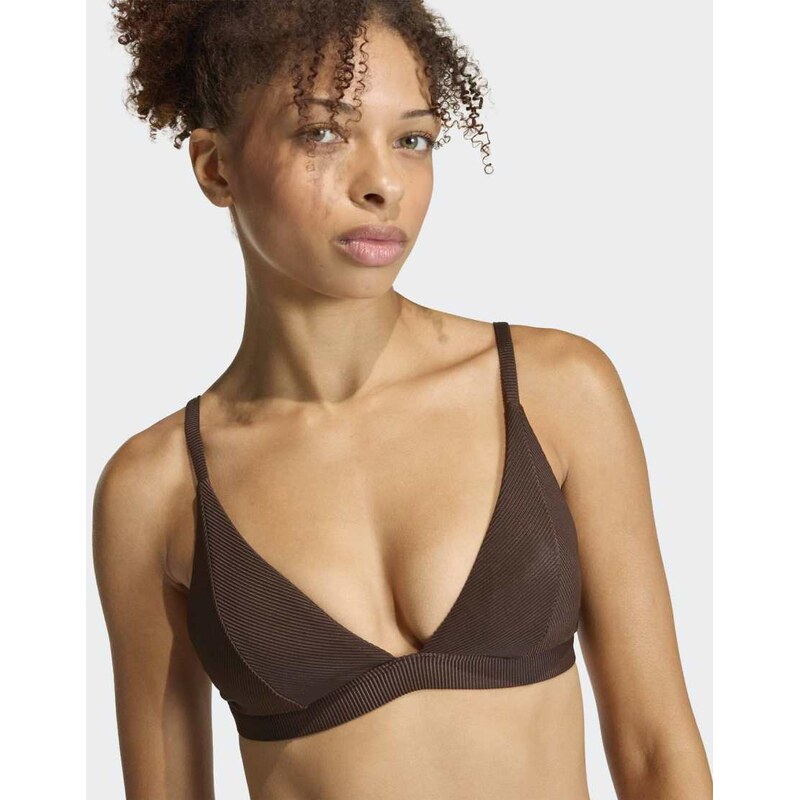 adidas performance Iconisea ribbed padded triangle bikini top in