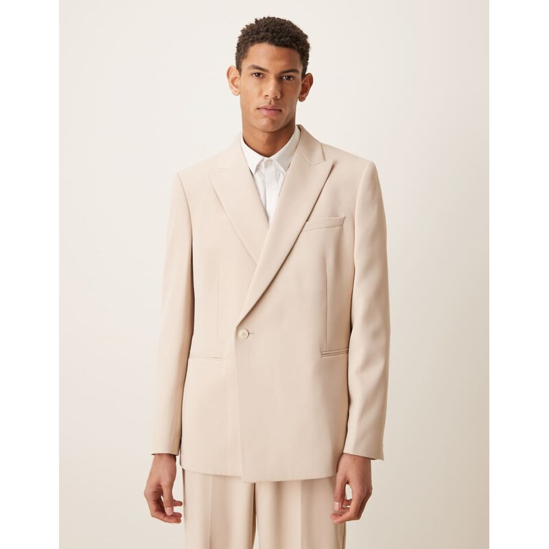 ASOS DESIGN double breasted regular suit jacket with wrap detail
