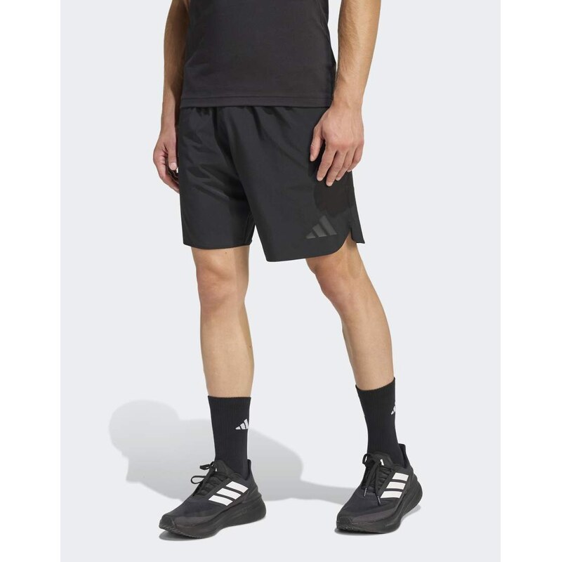 adidas performance Tiro travel woven shorts in black / black