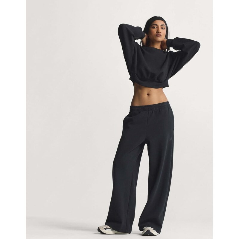 adidas performance Soft lux straight leg pants in black