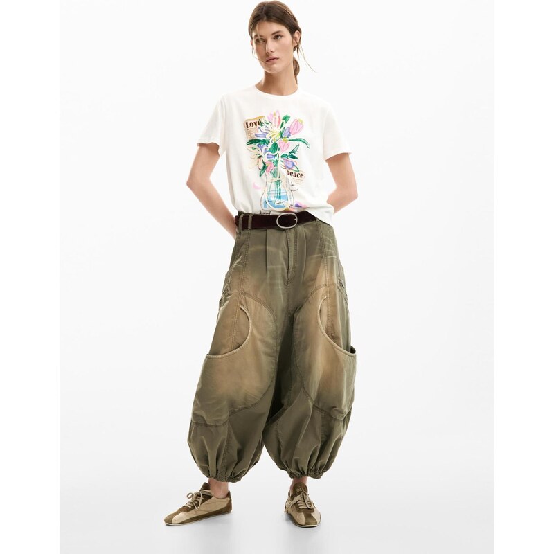 Desigual Tričko zelená / fialkově modrá / růžová / bílá