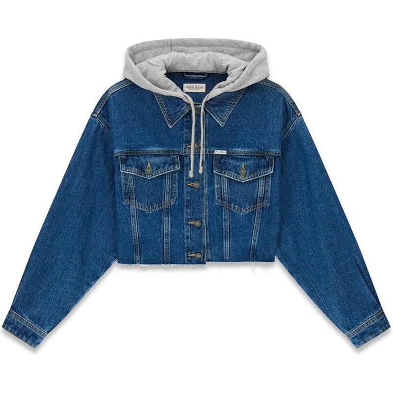 GUESS JEANS Přechodná bunda modrá džínovina