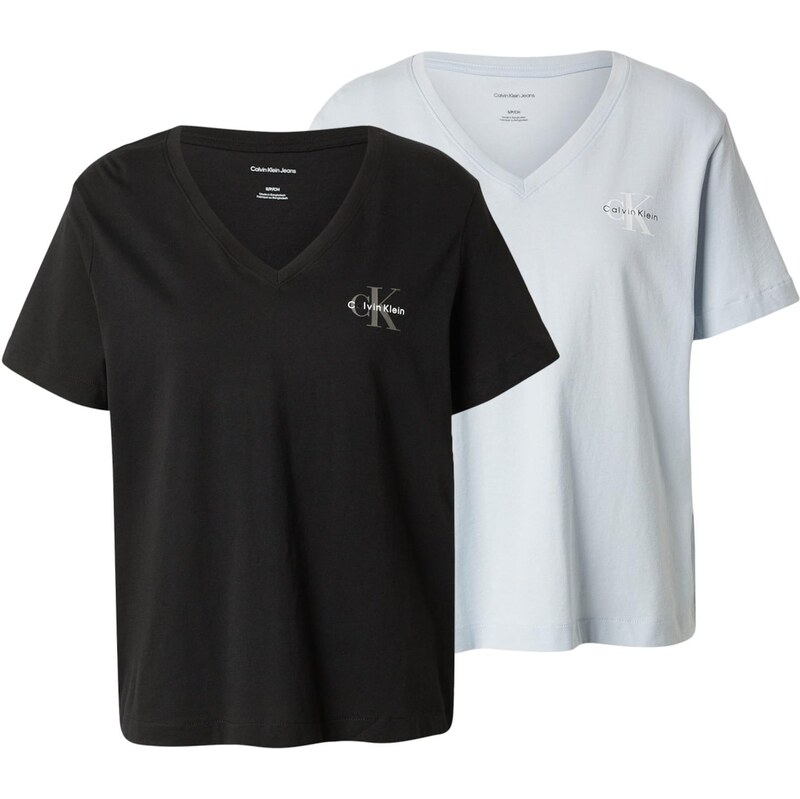 Calvin Klein Jeans Tričko nebeská modř / khaki / černá / bílá