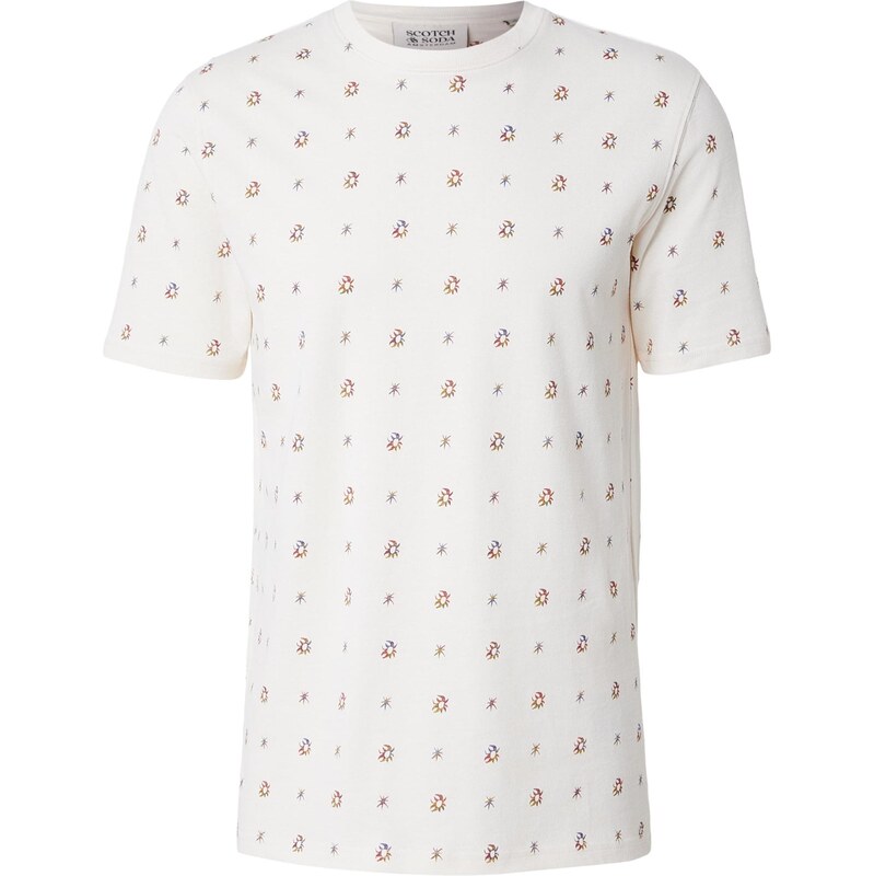 SCOTCH & SODA Tričko tmavě žlutá / fialkově modrá / tmavě červená / offwhite