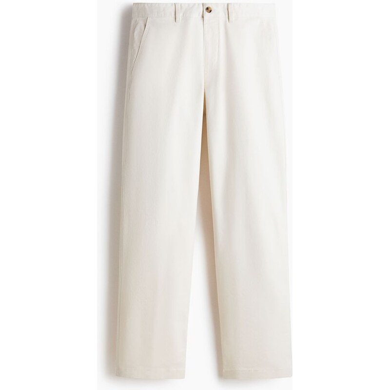H&M - Bavlněné kalhoty chino Relaxed Fit - Bílá