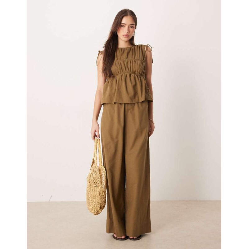 ASOS DESIGN double layer jumpsuit with gathered bust detail in